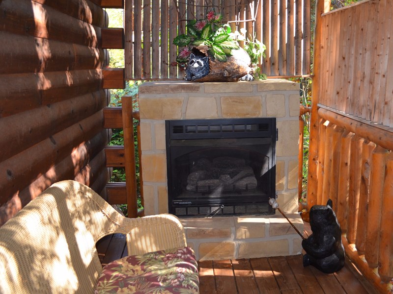 Fireplace on bedroom back deck