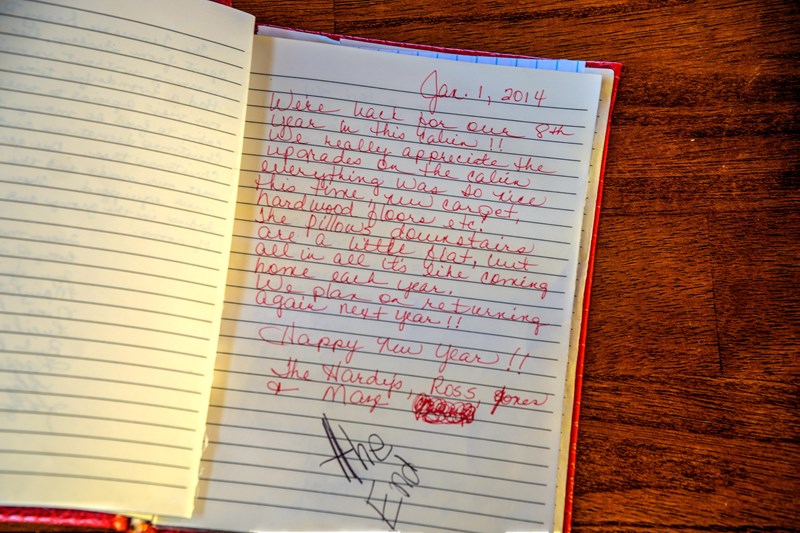 Our guest book is loaded with cabin praises
