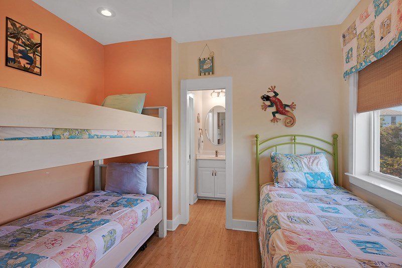 Fourth bedroom has a twin bed plus a twin/twin bunk and trundle bed