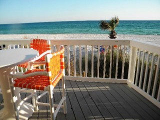 sit on private deck 10 steps down to beach