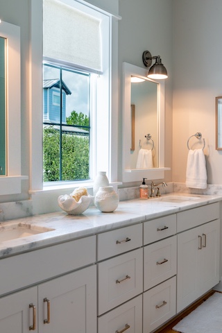 Carriage House Bathroom with Large Shower on the Right