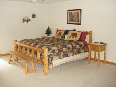King Bed in large bedroom (lower level)
